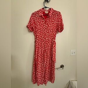Sezane Adele Dress (Red Cara Print)